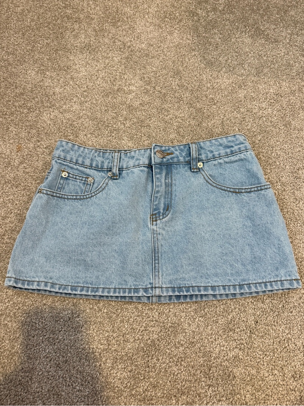 Edikted Light Blue Denim Mini Skirt
